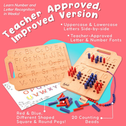 Hulats Montessori Counting Peg Board - Number & Letter Tracing Board