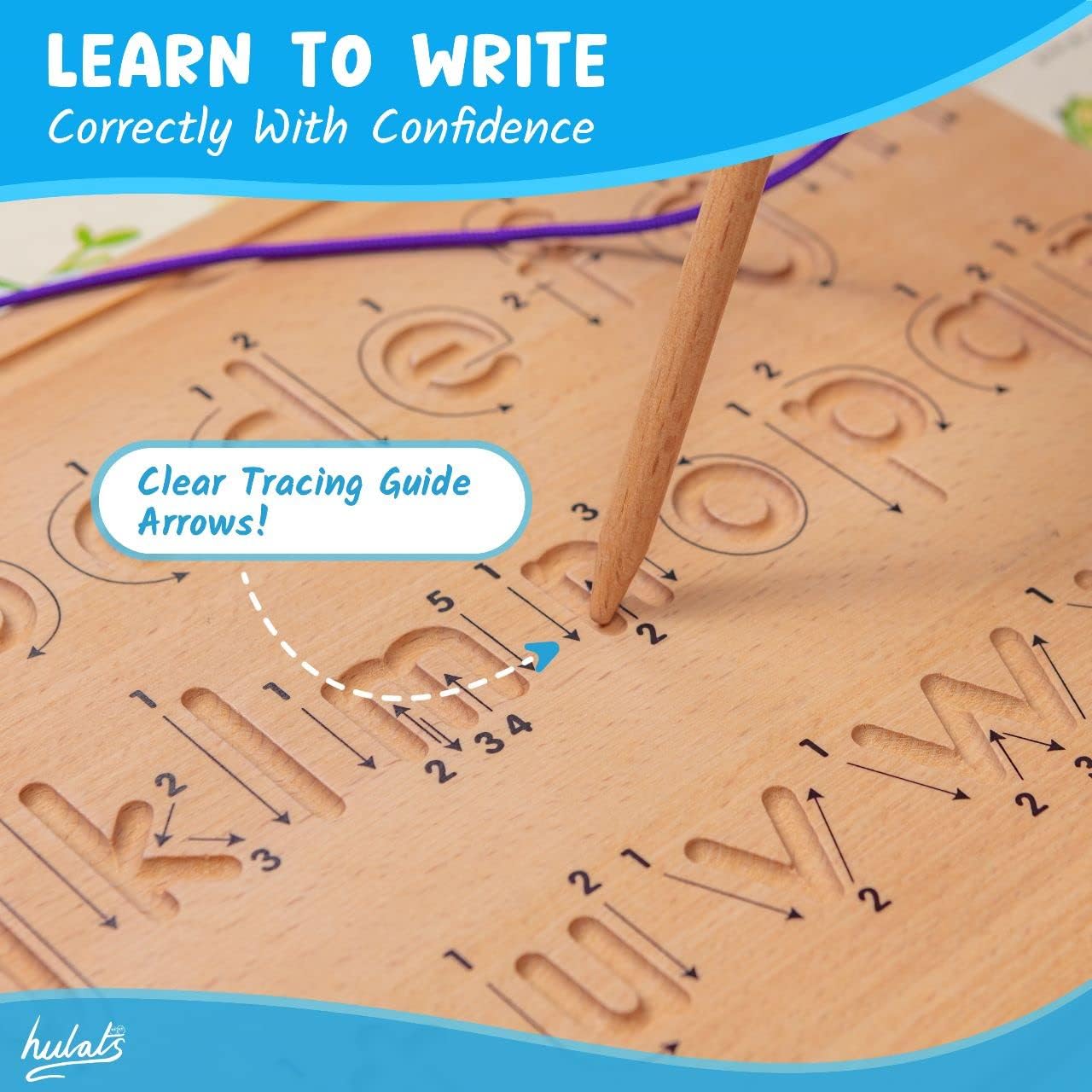 Hulats Learn to Write with Direction Arrows - Number & Letter Tracing Boards for Kids Ages 3-5