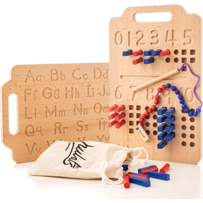 Hulats Montessori Counting Peg Board - Number & Letter Tracing Board